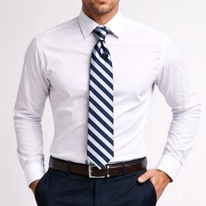 Brooks Brothers Navy Silver Striped Silk Tie Classic Business Formal 60" x 3.5"